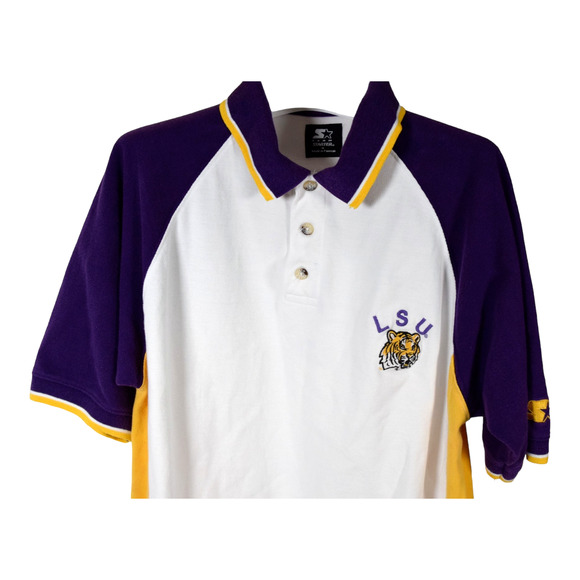 LSU TIGERS Polo Shirt Men's L Purple & Gold, Embroidered Mike the Tiger logo - Picture 2 of 10